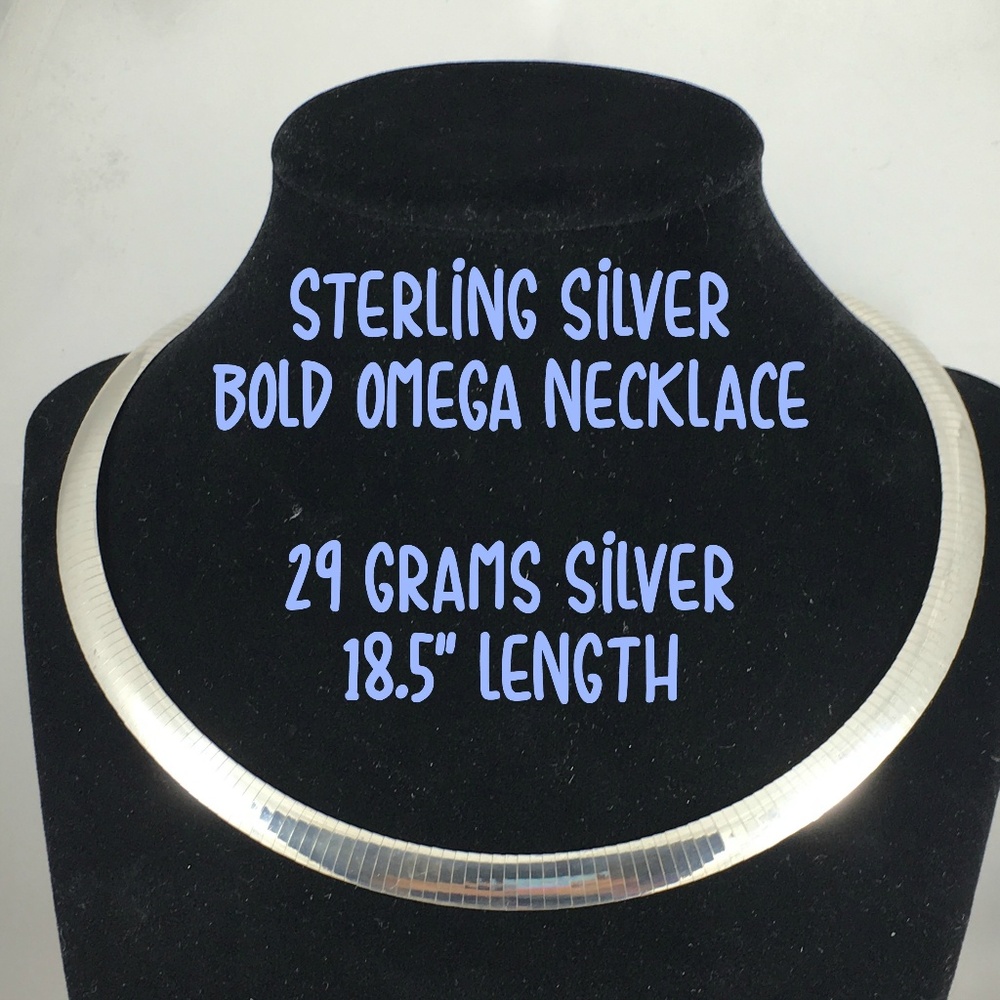 Sterling Silver Bold Omega Necklace
